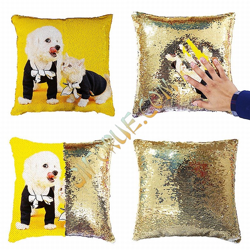 Personalized Sequin Pillow Photo Gift Pet Dog Custom Pillow - Click Image to Close